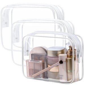 Clear Toiletry Bag, 3 Pack TSA Approved Toiletry Bag Quart Size Bag, Travel Make